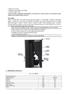 Peć na pelet, specifikacije i tehnički podaci.