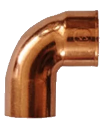 Jednodelno bakarno koleno za centralno grejanje dostupno u dimenzijama fi 15, fi 18, fi 22, fi 28, fi 35 i fi 42 mm
